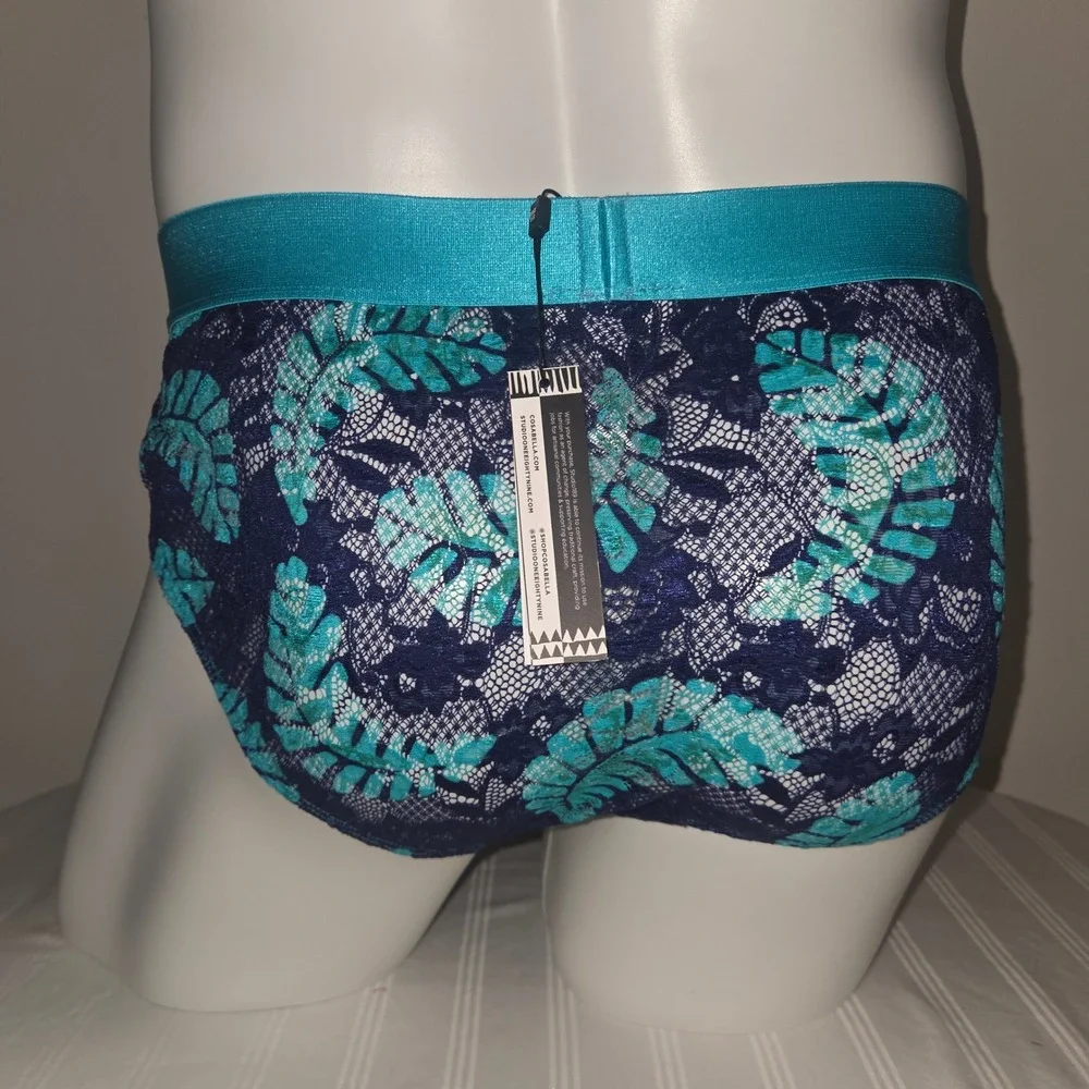 Cosabella Never Say Never Mid-Rise Lace Brief Full Coverage Soft Stretch Teal